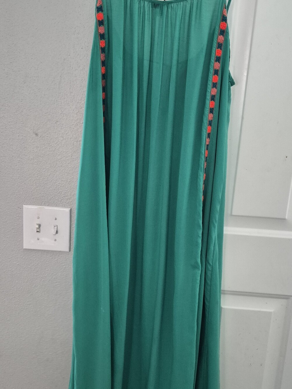 Sundance embroidered Boho green cami camisole long A line flowy summer dress XL - Picture 10 of 10